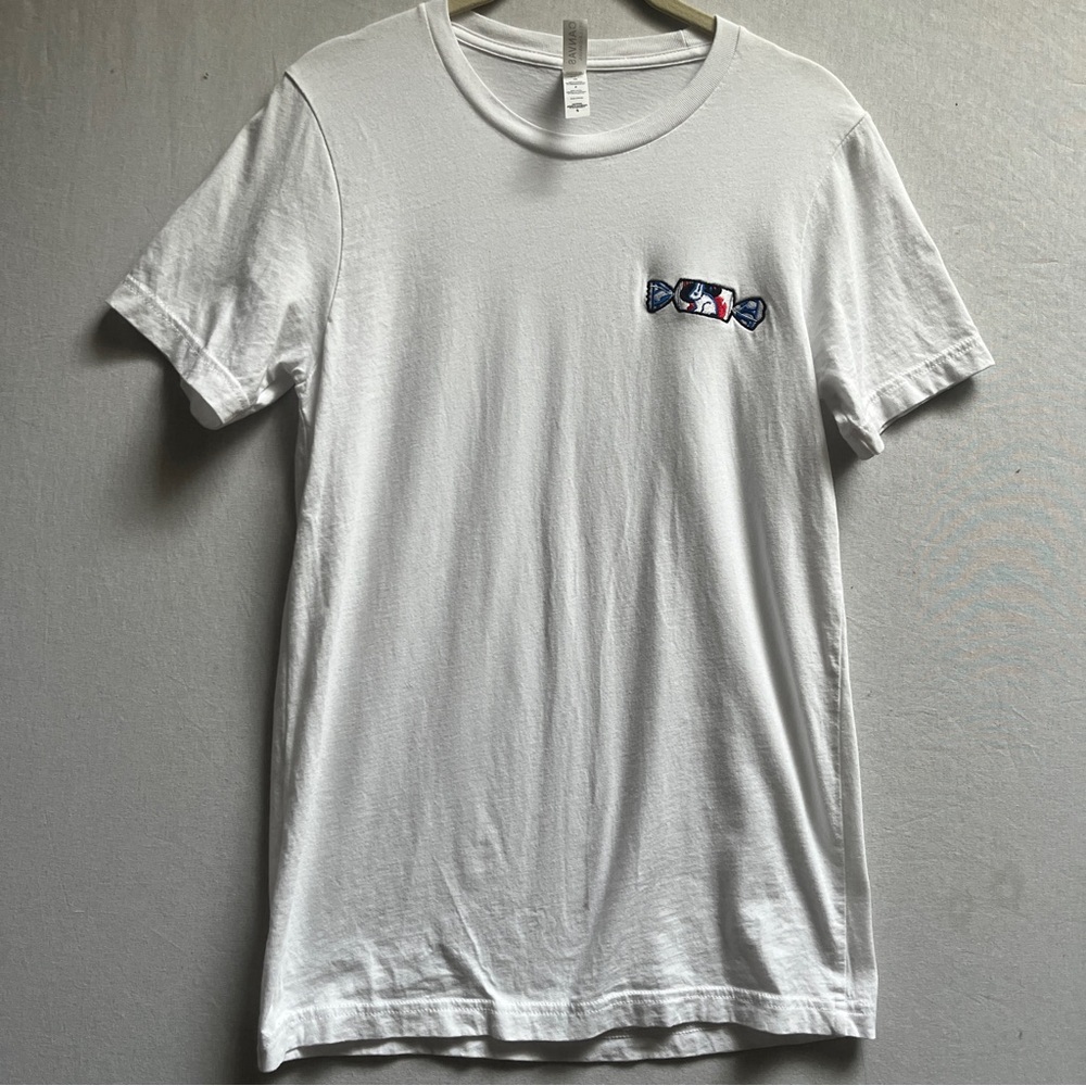 Bella Canvas White Rabbit Candy Embroidered T-Shirt – Size S